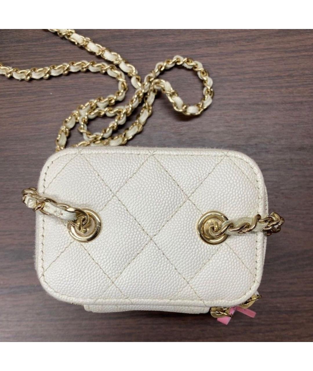 CHANEL Белая кожаная сумка через плечо, фото 4