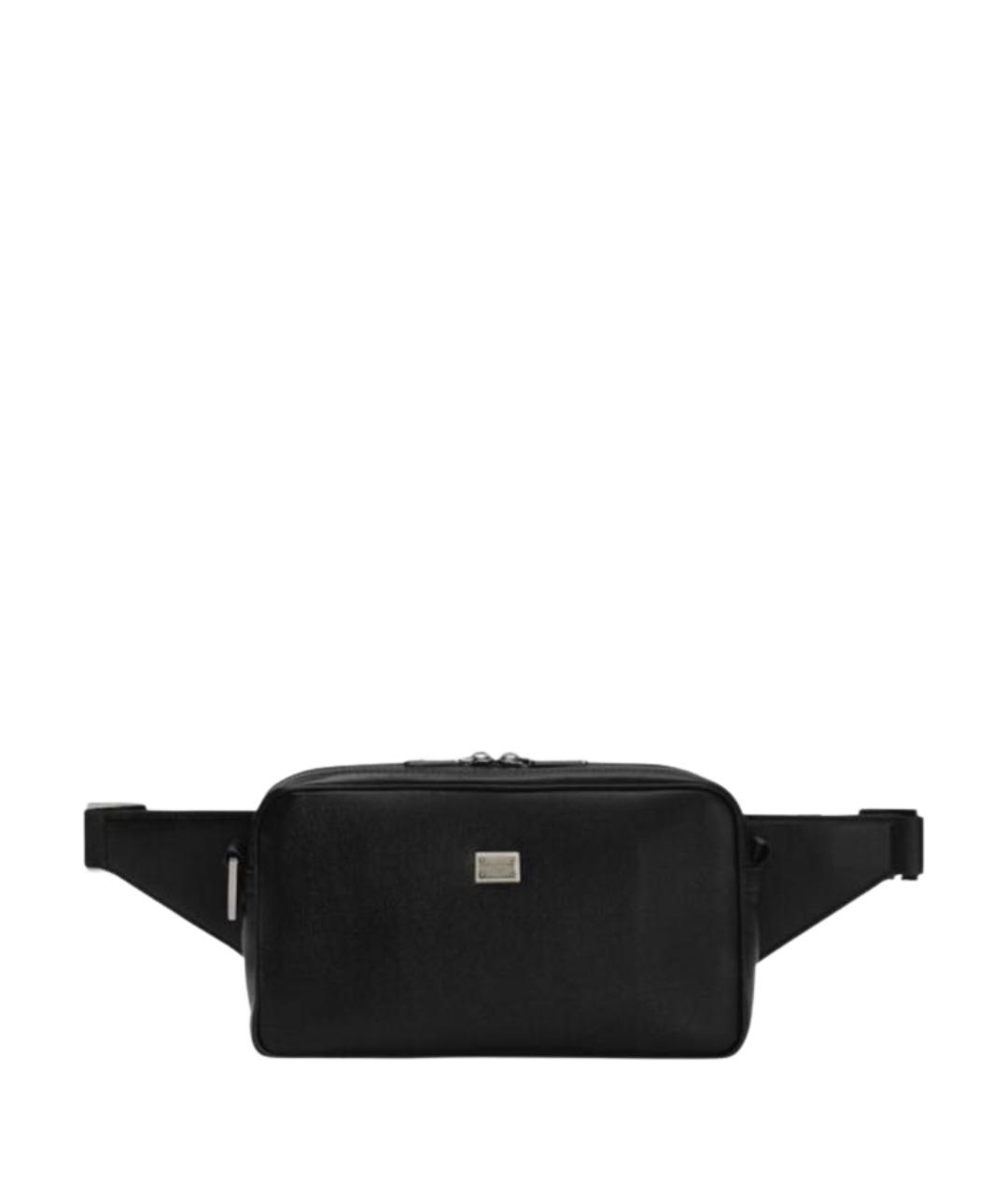 DOLCE&GABBANA Черная кожаная поясная сумка, фото 1