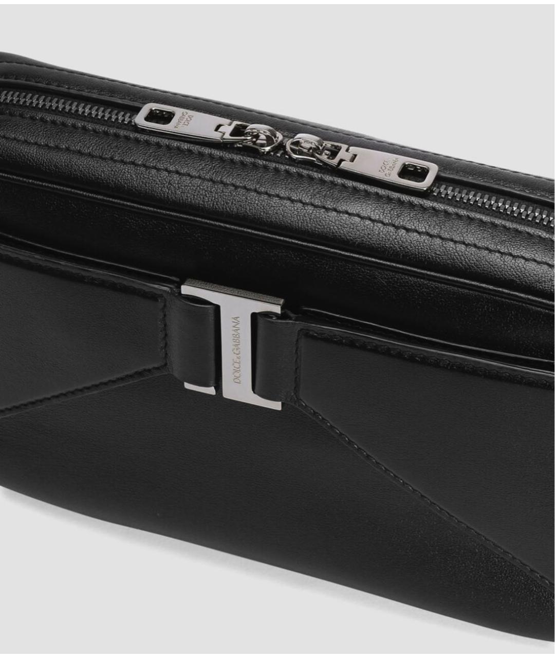 DOLCE&GABBANA Черная кожаная поясная сумка, фото 5
