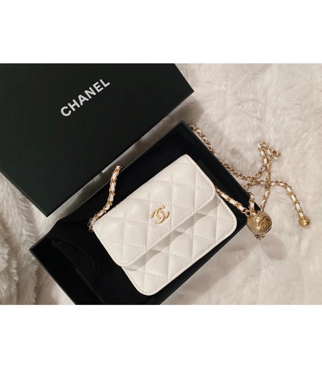 CHANEL Белая кожаная сумка через плечо, фото 8