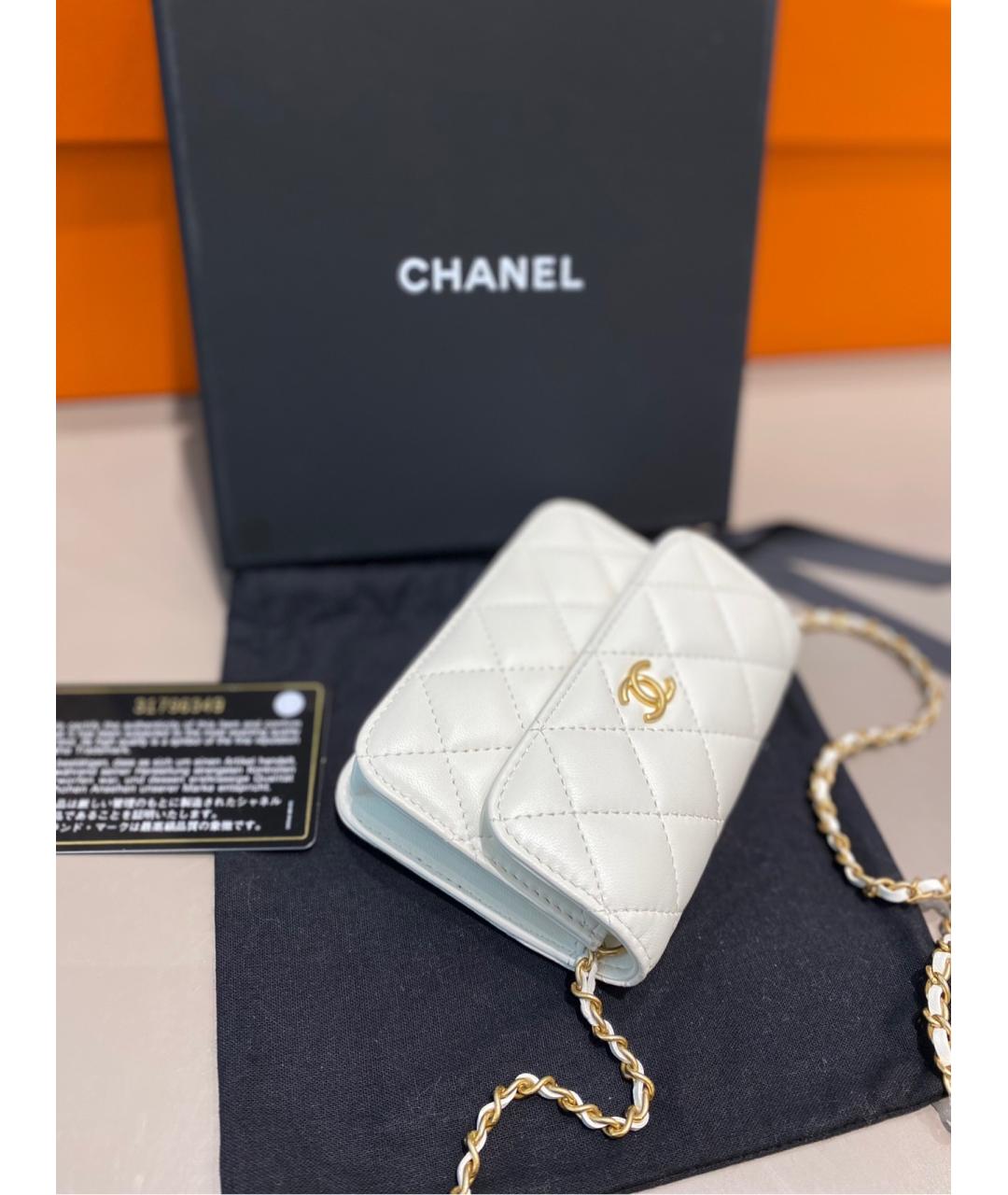 CHANEL Белая кожаная сумка через плечо, фото 3