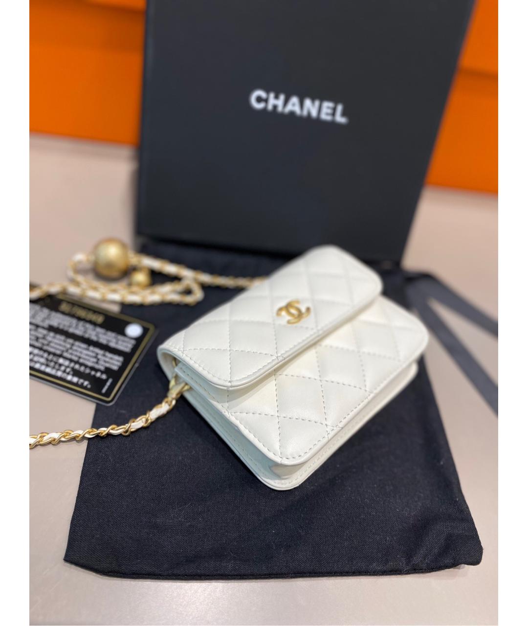 CHANEL Белая кожаная сумка через плечо, фото 4