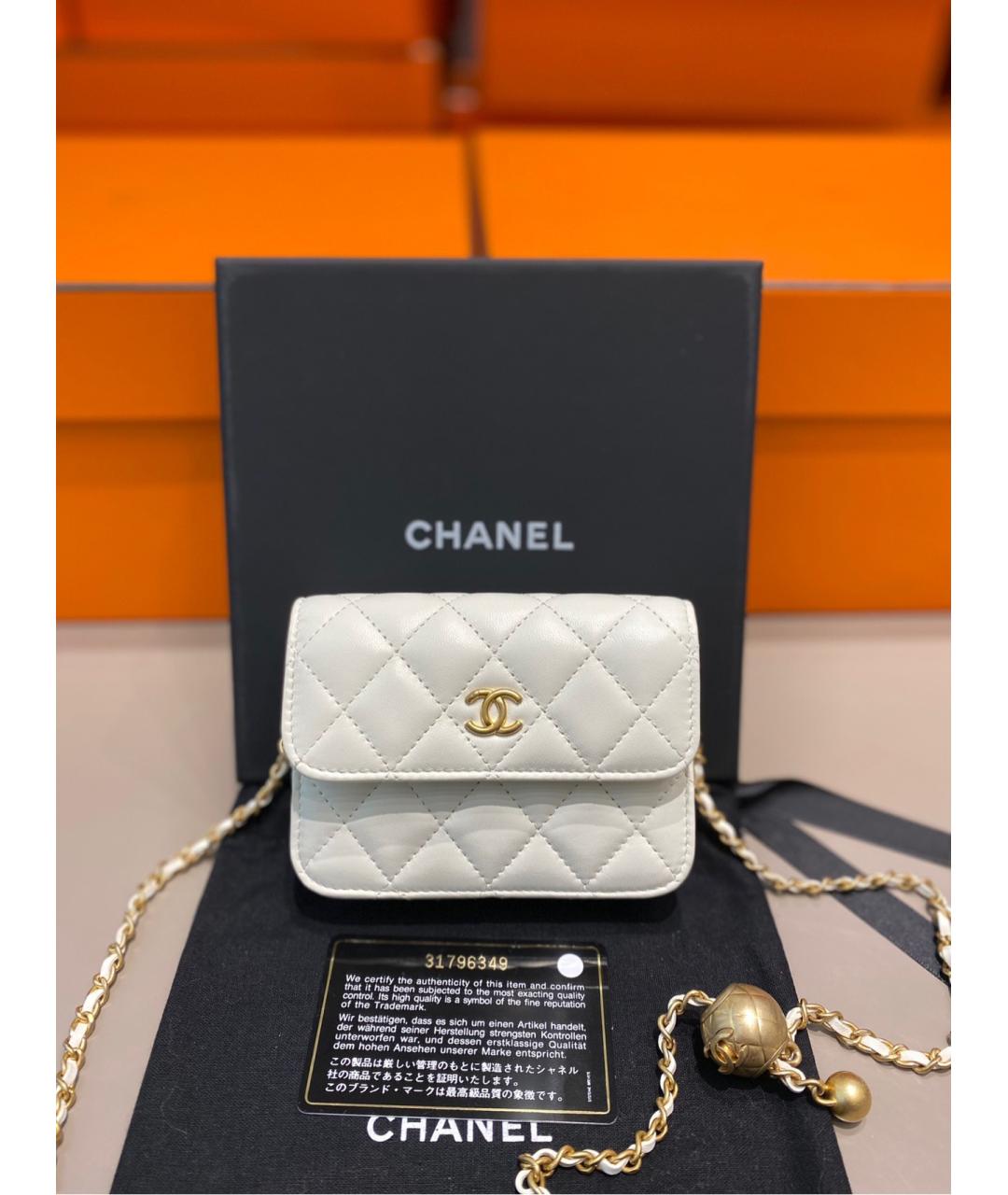 CHANEL Белая кожаная сумка через плечо, фото 9