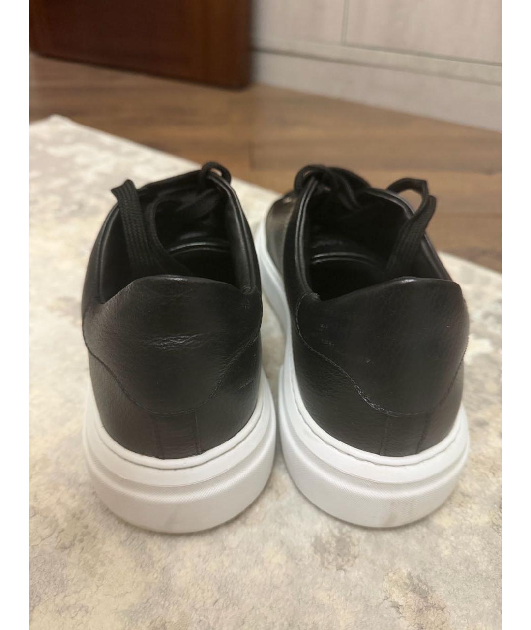 PHILIPP PLEIN Черные кожаные низкие кроссовки / кеды, фото 4