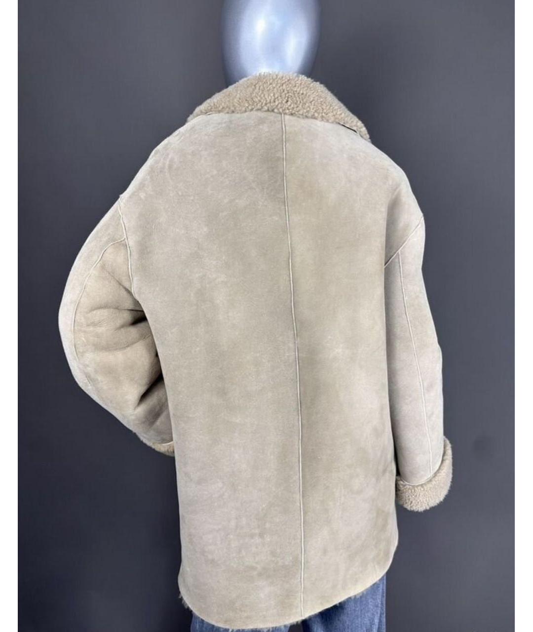 MALO Бежевая меховая дубленка, фото 2