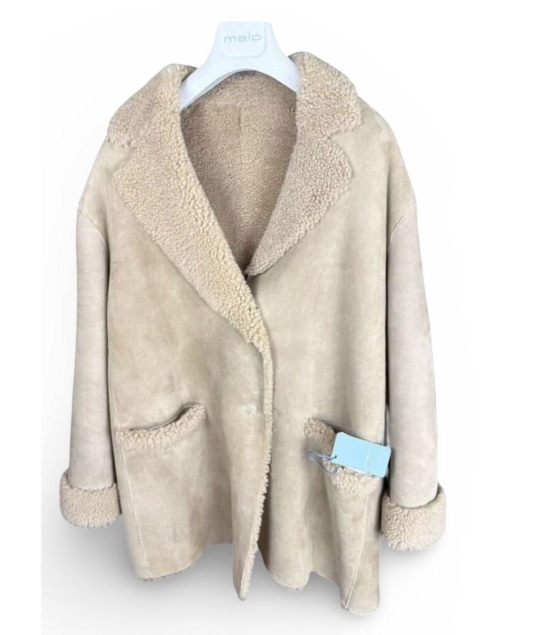 MALO Бежевая меховая дубленка, фото 7