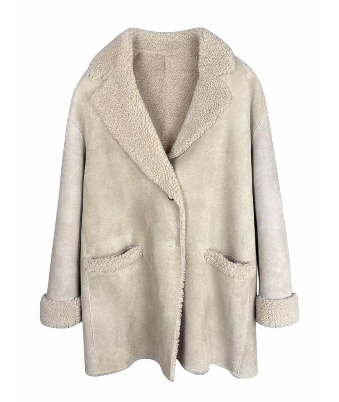 MALO Бежевая меховая дубленка, фото 1