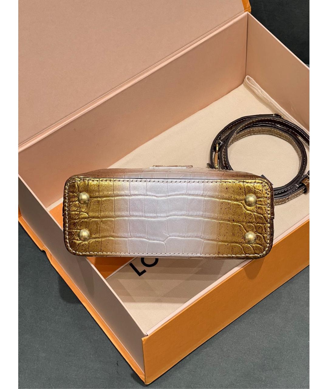 LOUIS VUITTON Золотая сумка с короткими ручками из экзотической кожи, фото 5