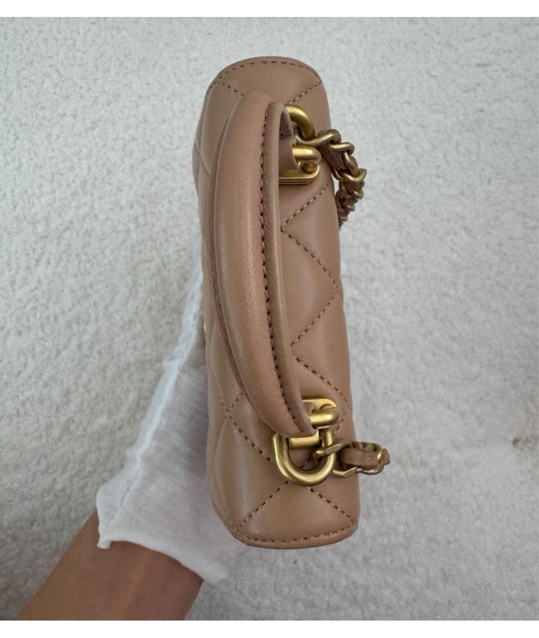 CHANEL Бежевая кожаная сумка через плечо, фото 4