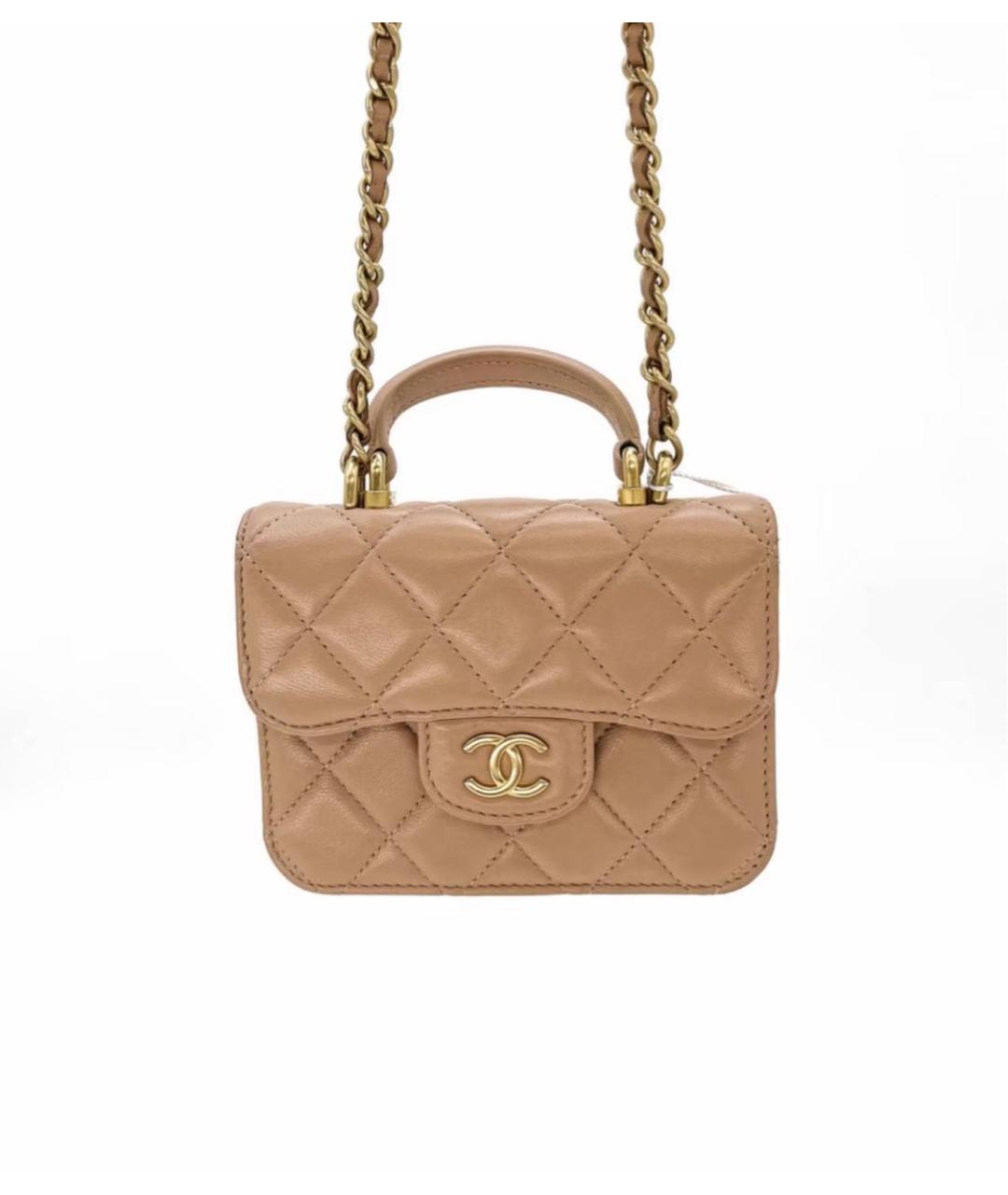 CHANEL Бежевая кожаная сумка через плечо, фото 2