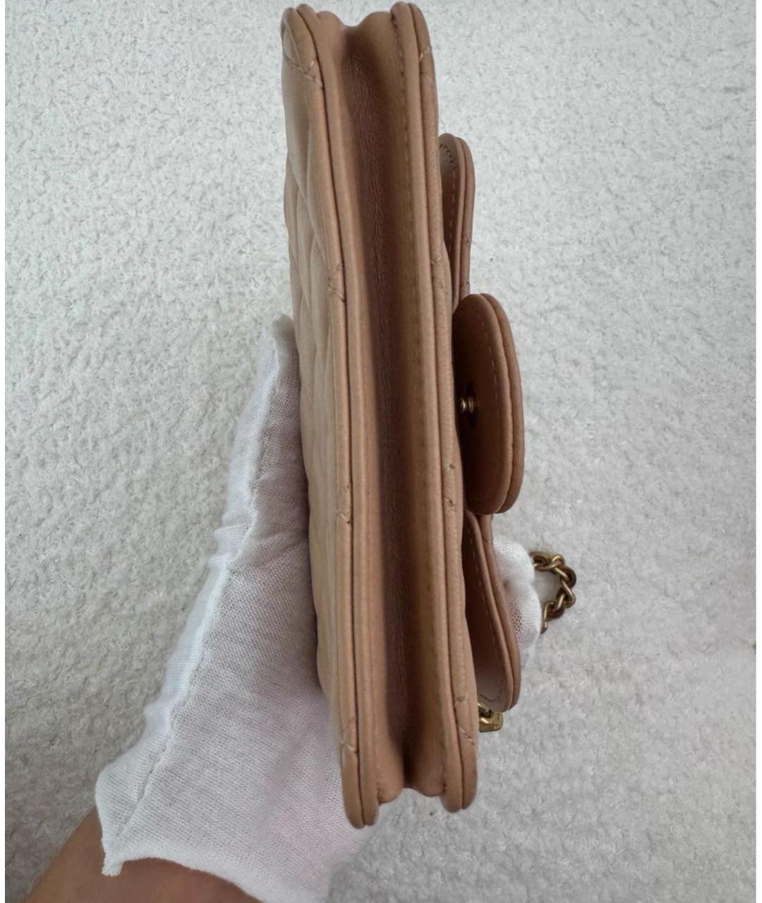 CHANEL Бежевая кожаная сумка через плечо, фото 5