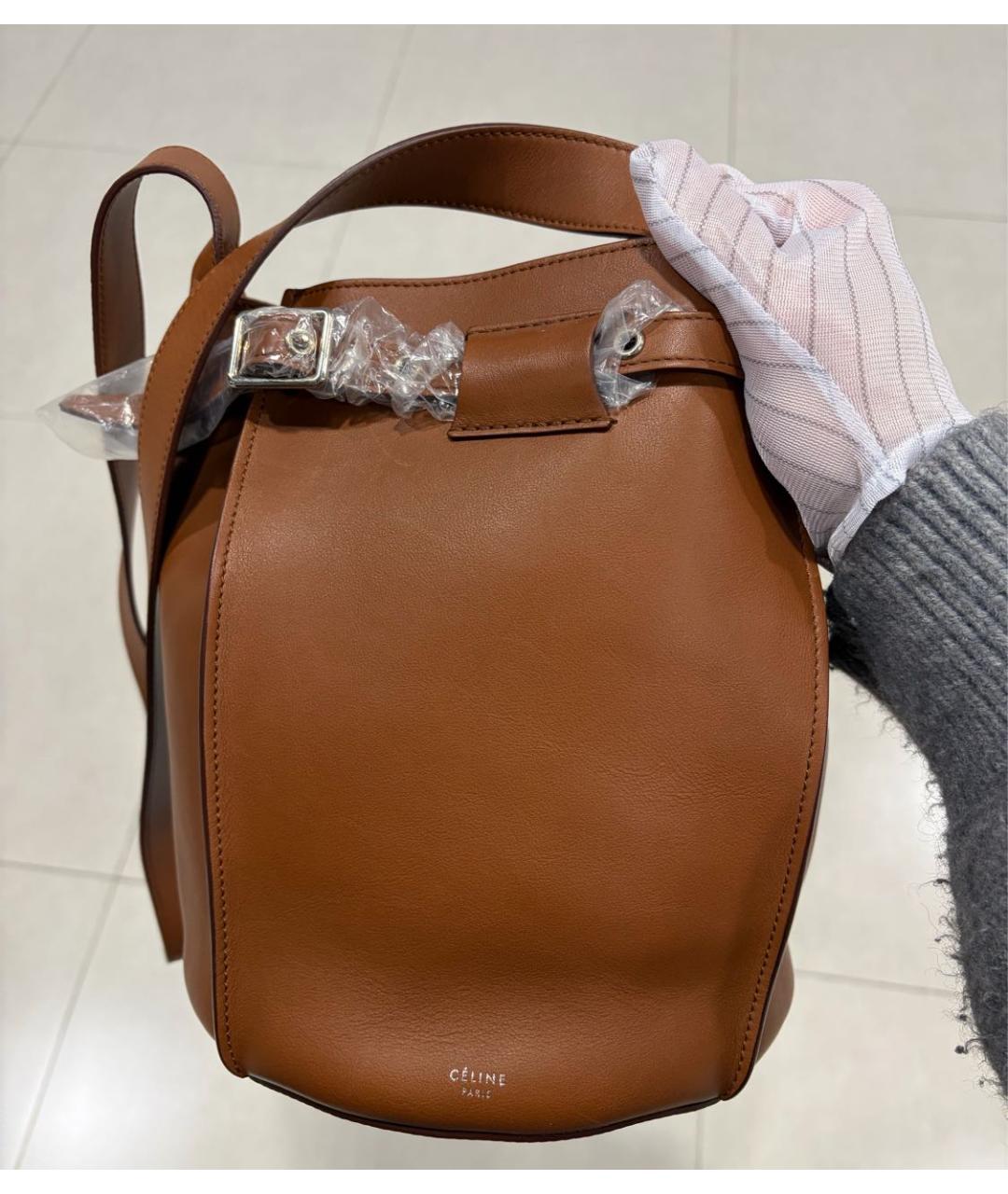 CELINE Коричневая кожаная сумка через плечо, фото 2