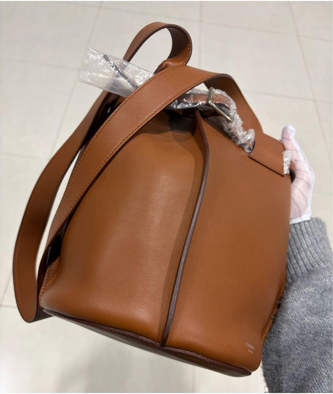 CELINE Коричневая кожаная сумка через плечо, фото 3