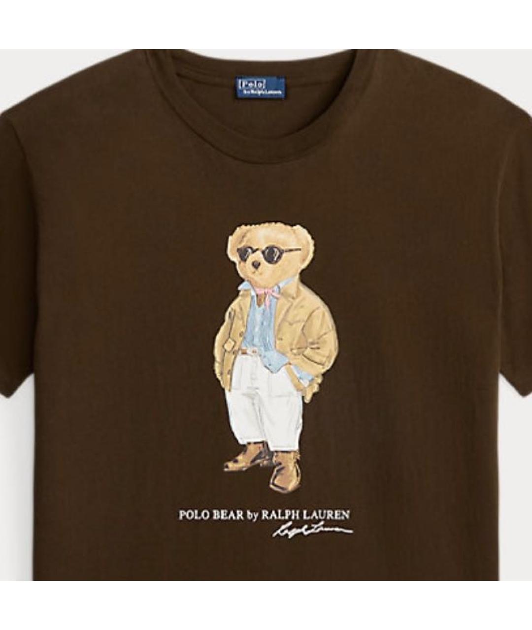 POLO RALPH LAUREN Коричневая хлопко-эластановая футболка, фото 4