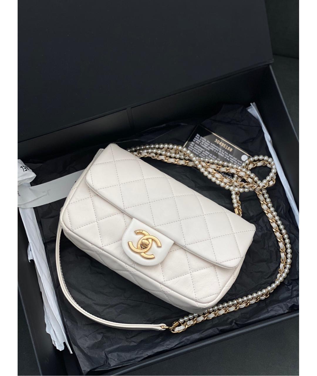 CHANEL Белая кожаная сумка через плечо, фото 10