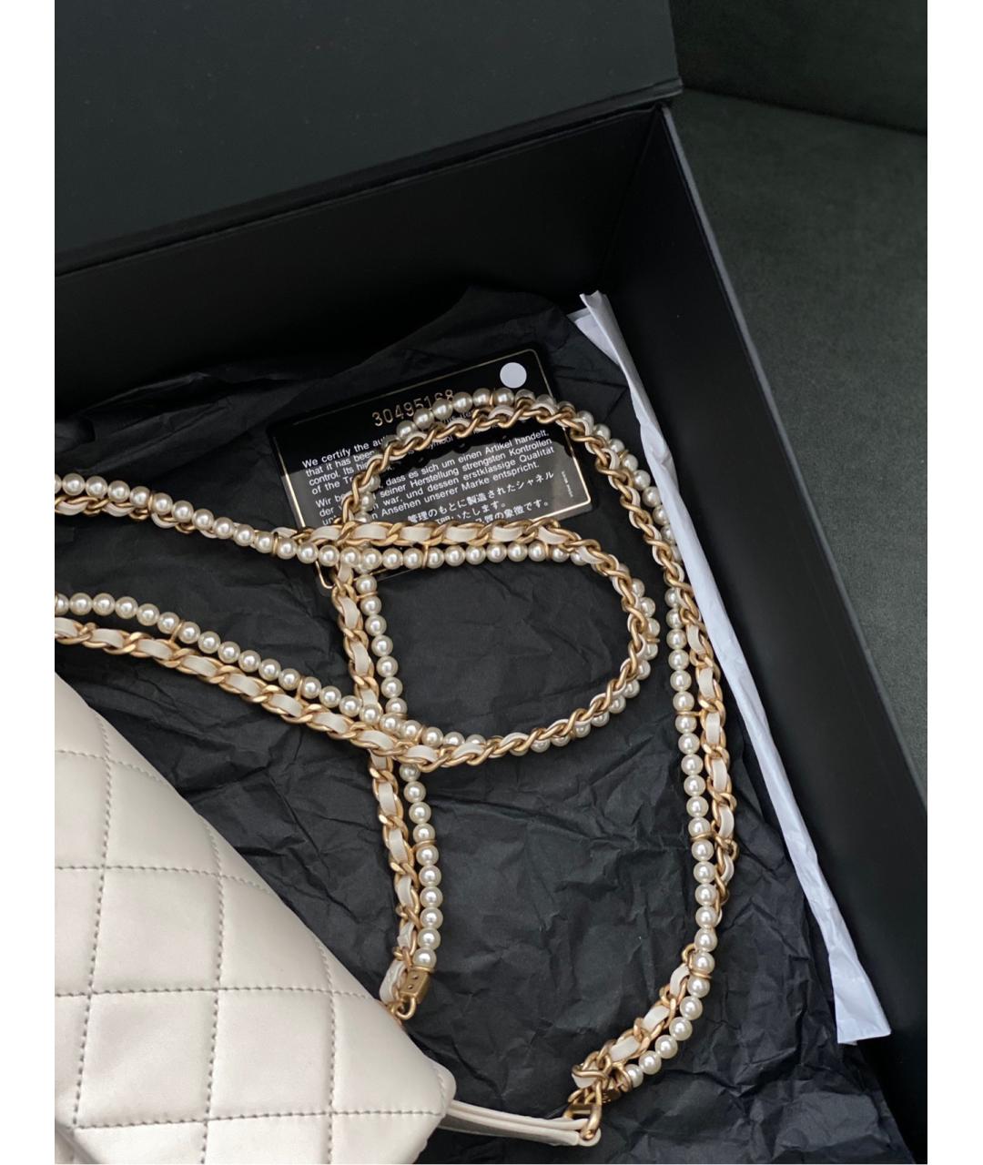 CHANEL Белая кожаная сумка через плечо, фото 7