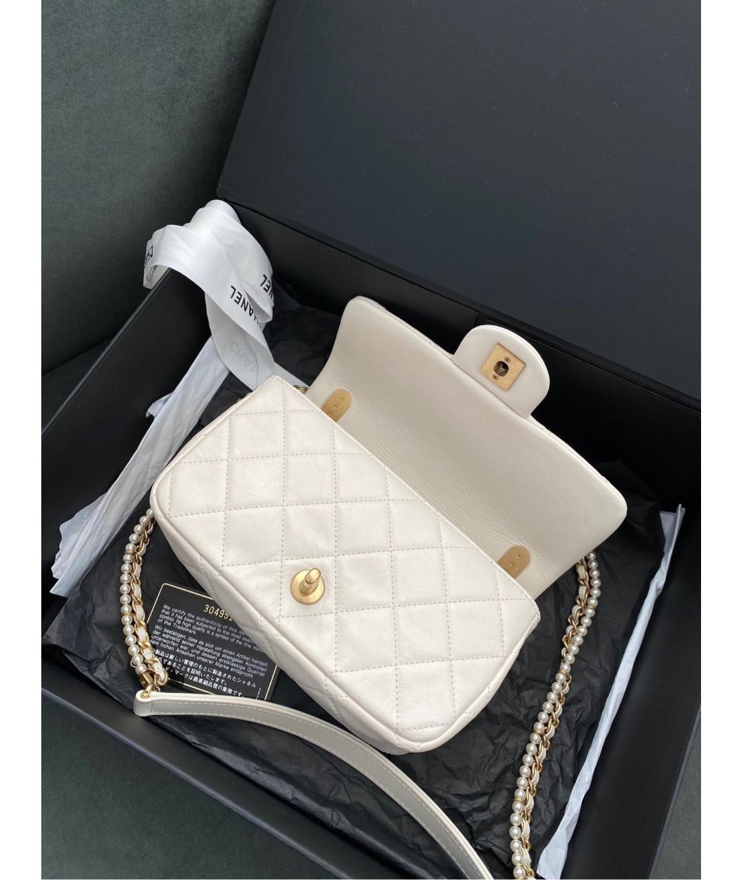 CHANEL Белая кожаная сумка через плечо, фото 6