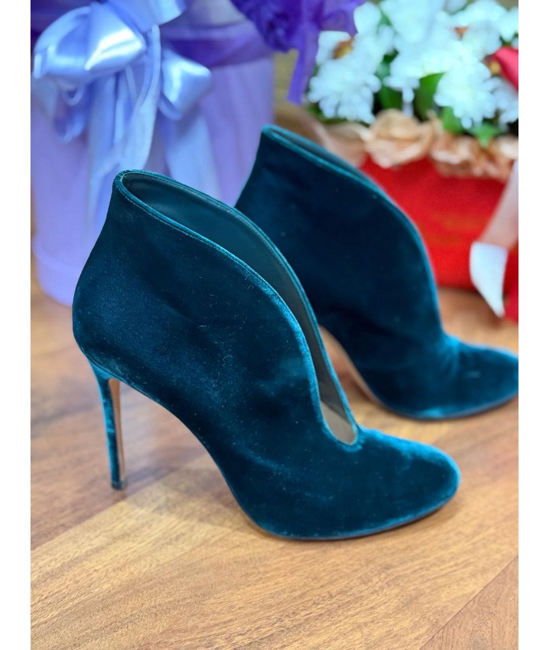 GIANVITO ROSSI Зеленые бархатные ботильоны, фото 5