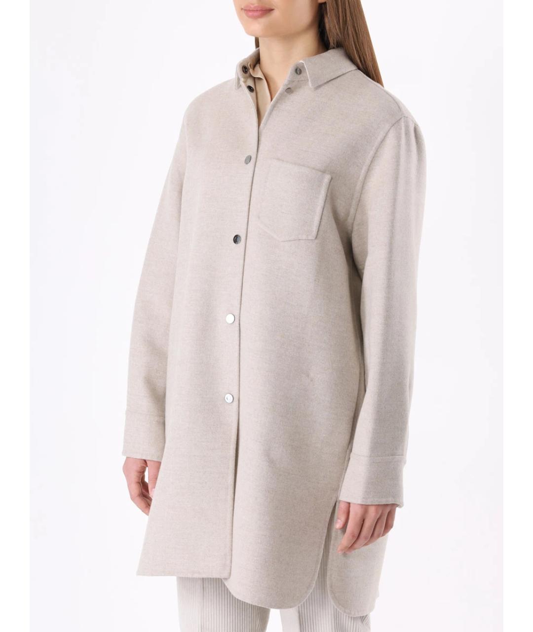 MANZONI 24 Бежевое шерстяное пальто, фото 4