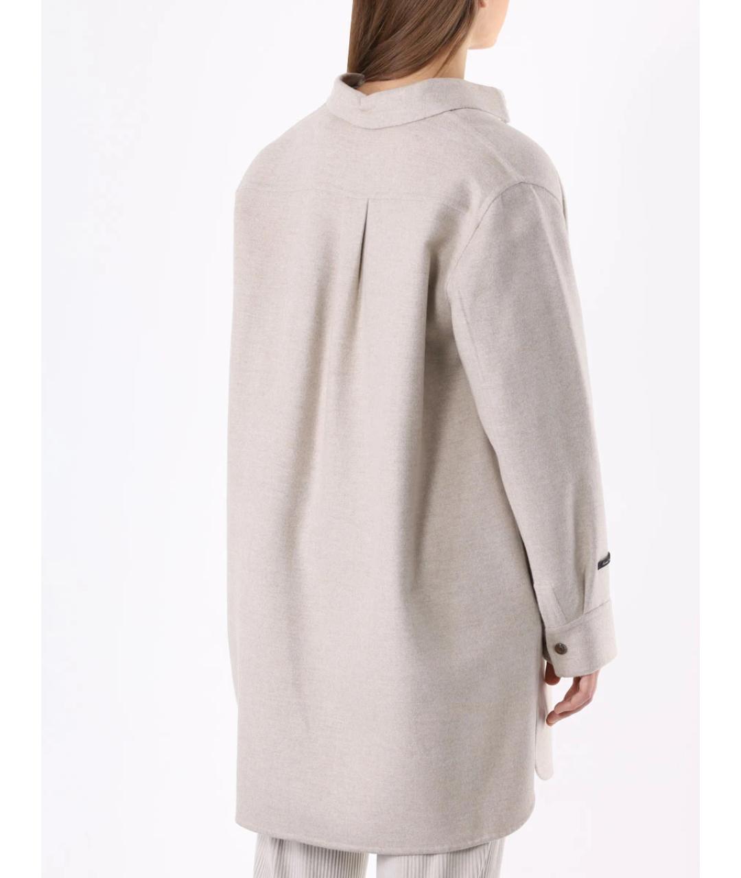 MANZONI 24 Бежевое шерстяное пальто, фото 3
