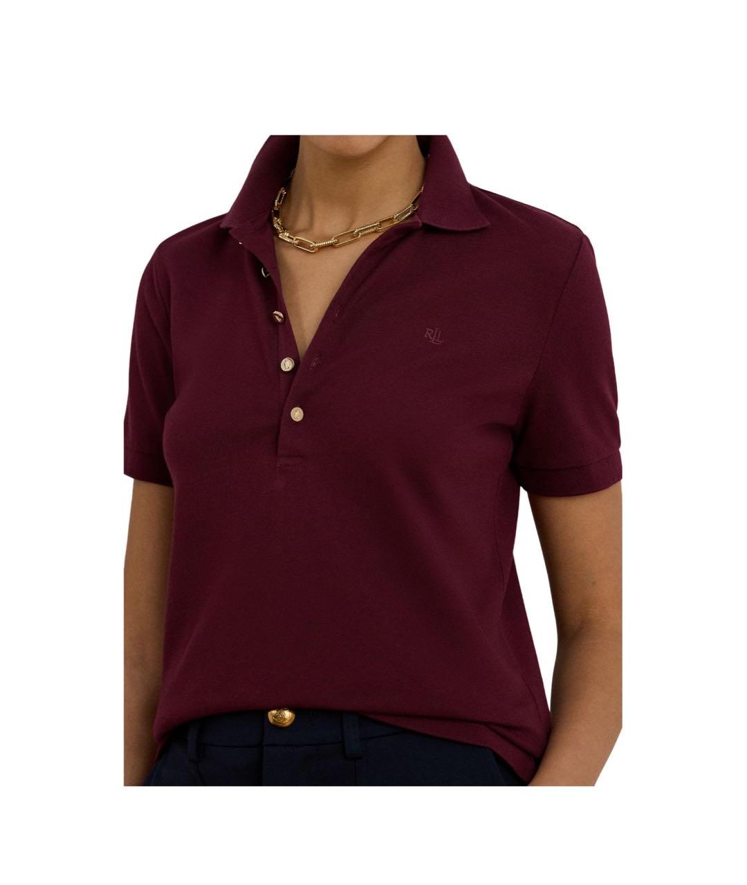 RALPH LAUREN COLLECTION Бордовая хлопко-эластановая майка, фото 4