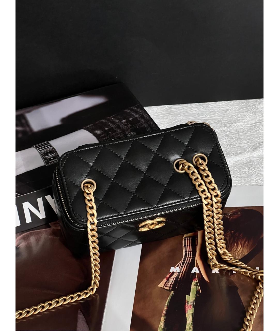 CHANEL Черная кожаная сумка через плечо, фото 6