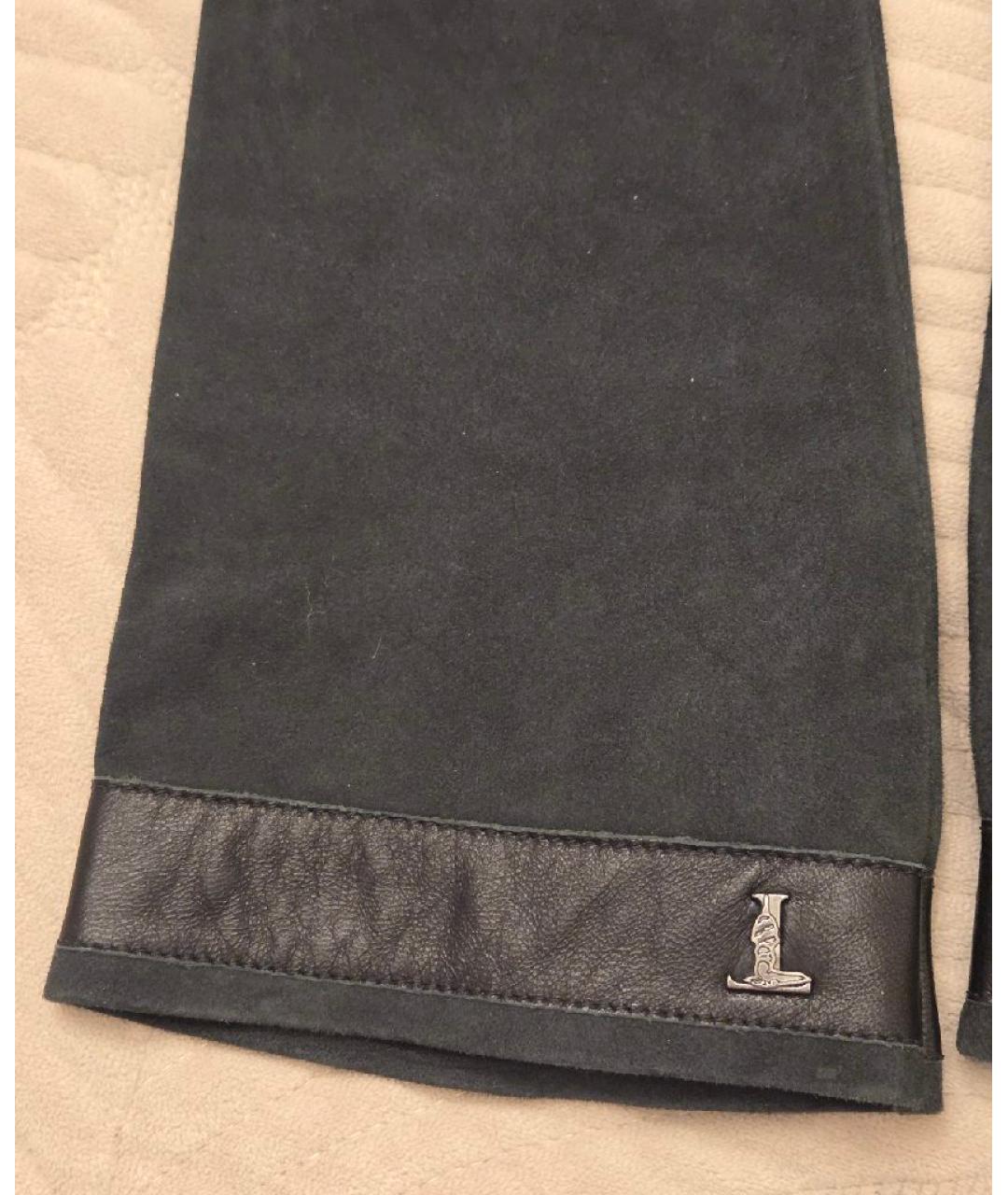 TRUSSARDI Черные кожаные перчатки, фото 3