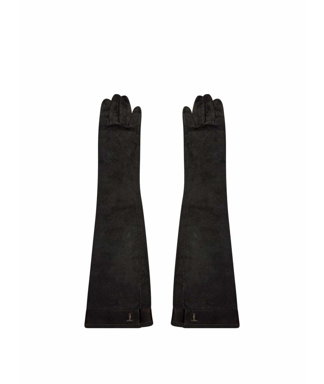 TRUSSARDI Черные кожаные перчатки, фото 1