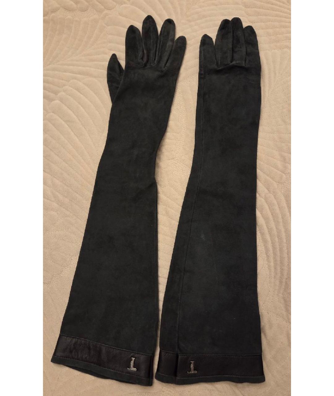 TRUSSARDI Черные кожаные перчатки, фото 8