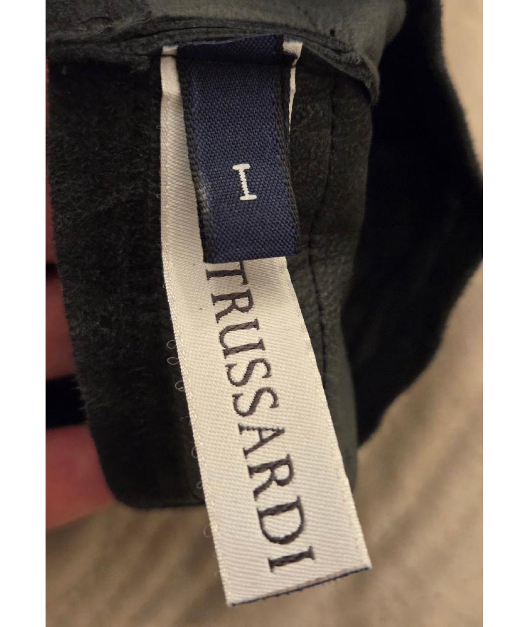 TRUSSARDI Черные кожаные перчатки, фото 4