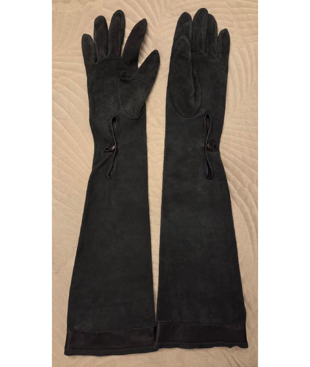 TRUSSARDI Черные кожаные перчатки, фото 2