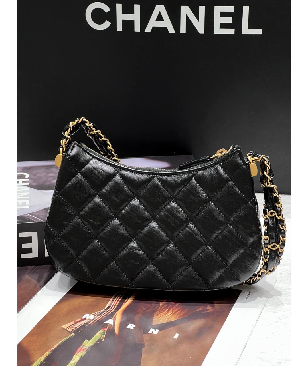 CHANEL Черная кожаная сумка через плечо, фото 2
