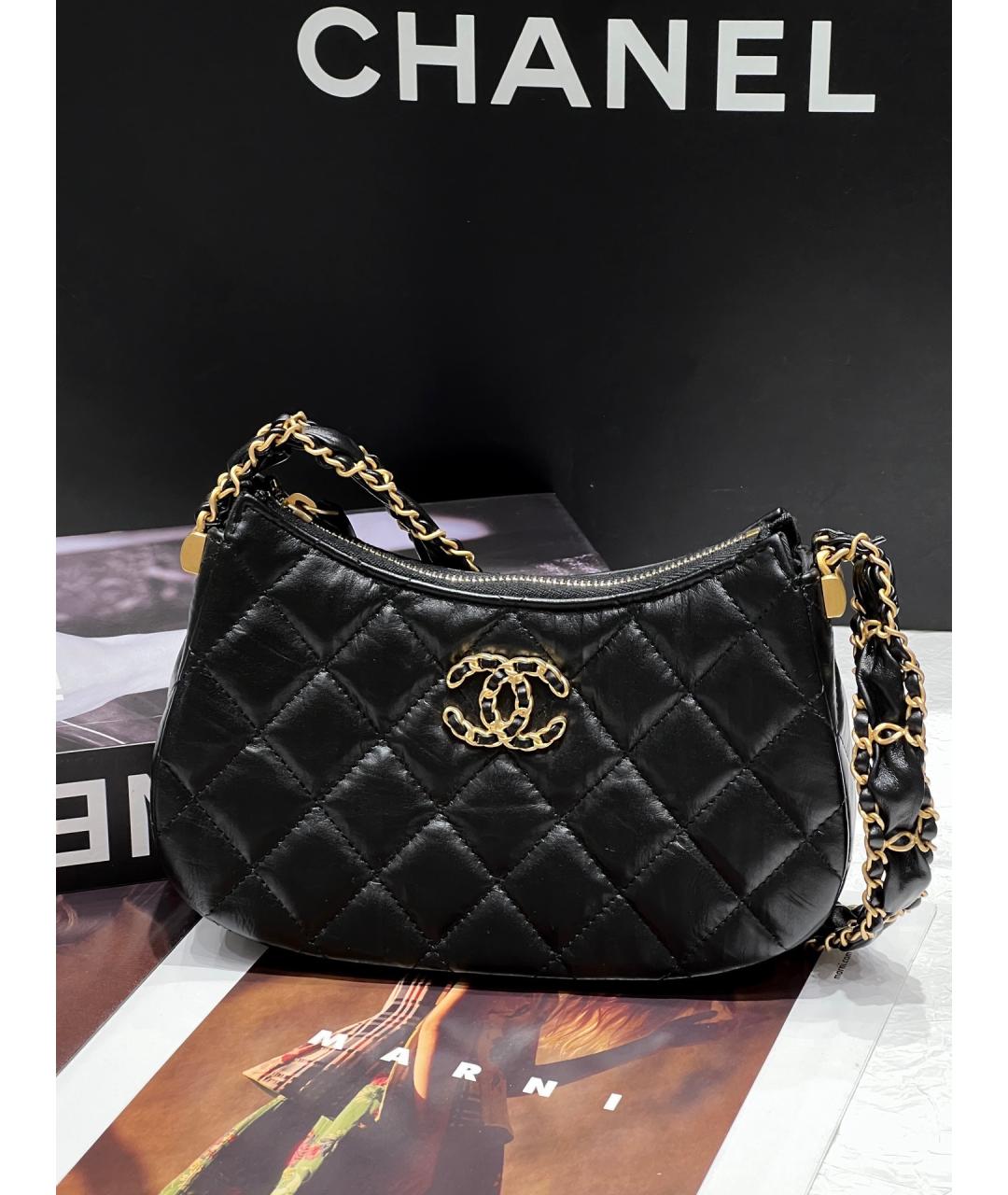 CHANEL Черная кожаная сумка через плечо, фото 8