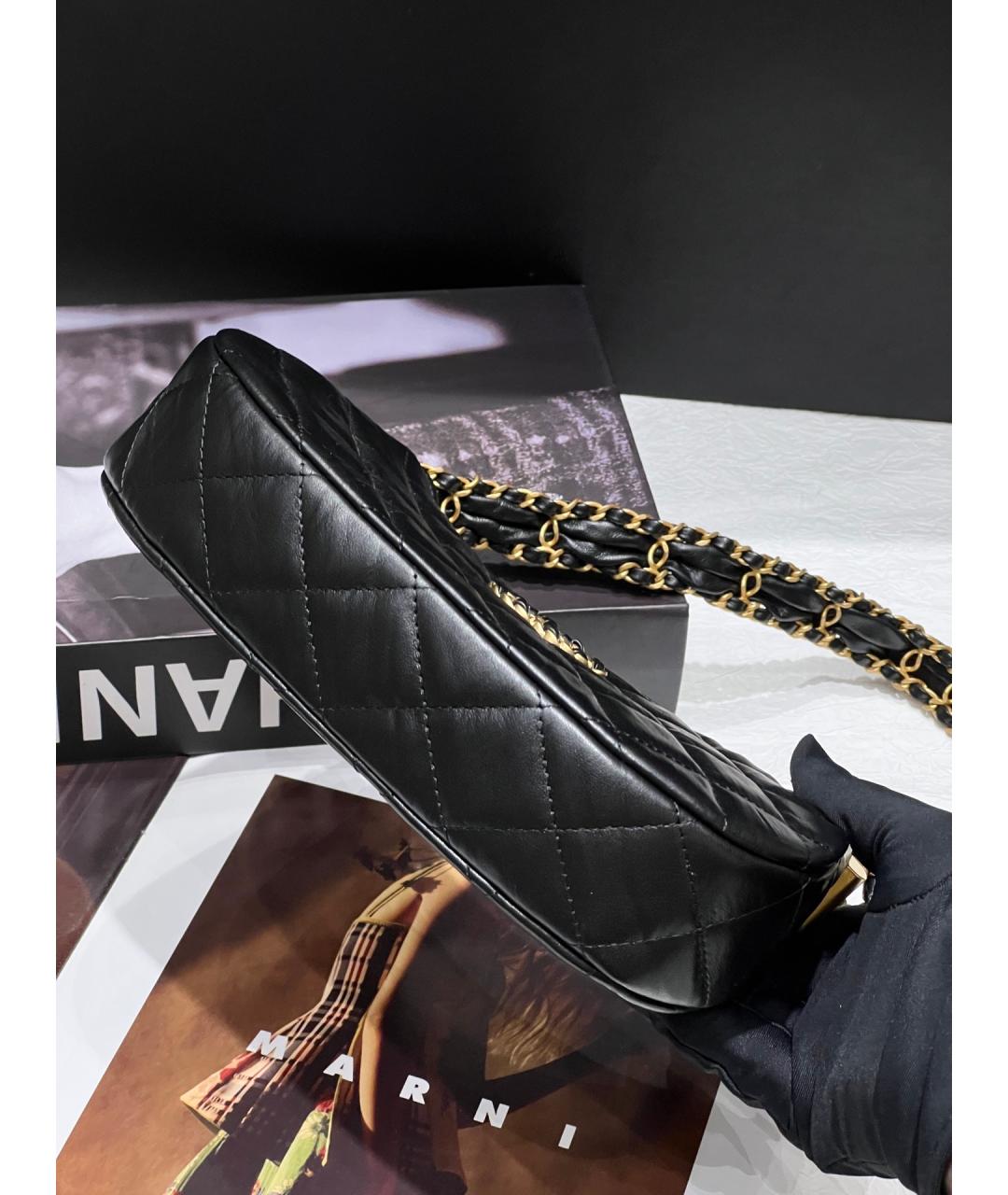 CHANEL Черная кожаная сумка через плечо, фото 5