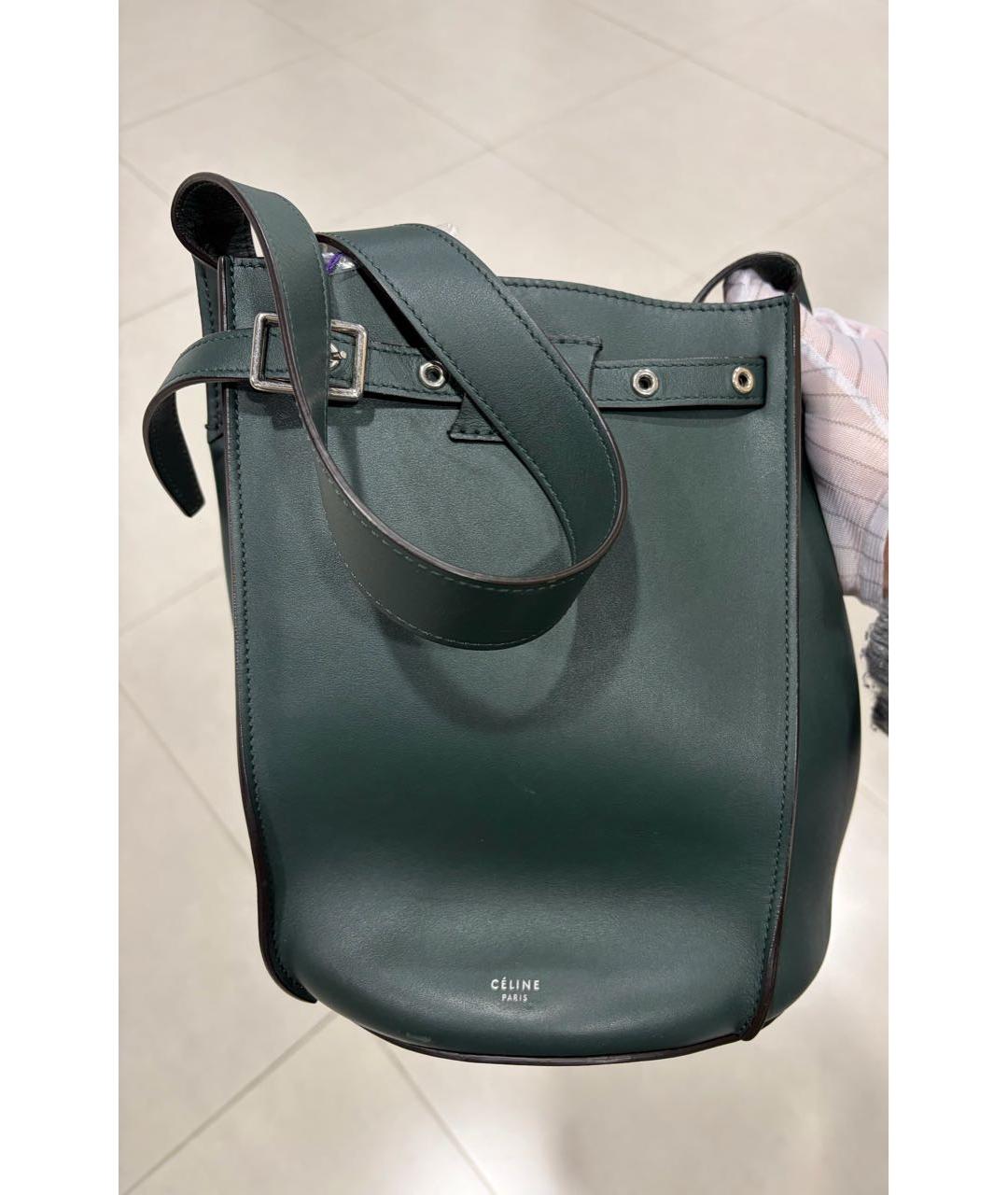 CELINE Зеленая кожаная сумка через плечо, фото 2