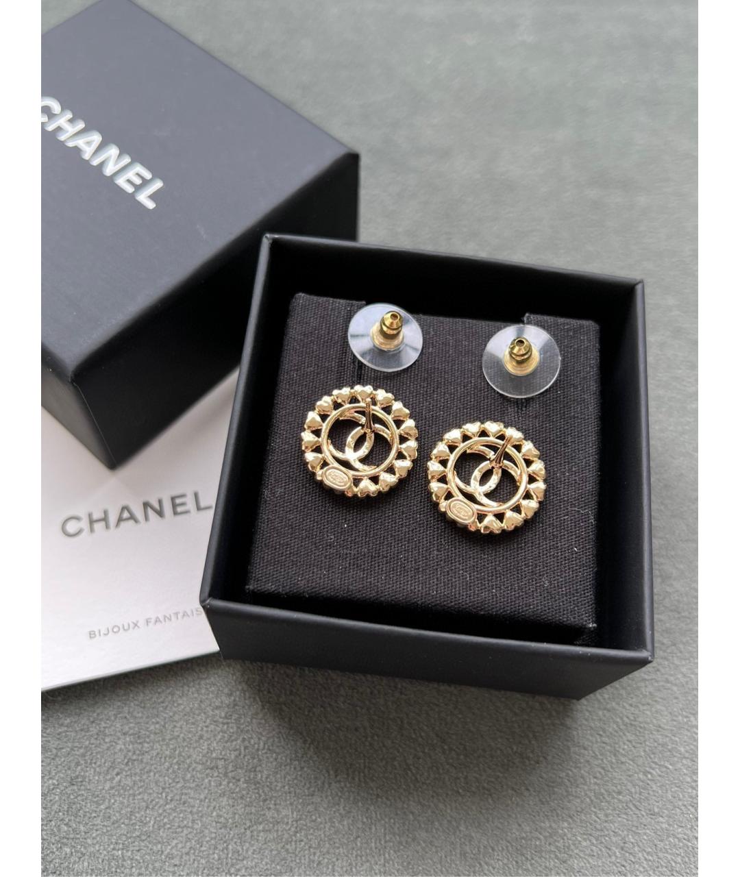 CHANEL Золотые металлические серьги, фото 3
