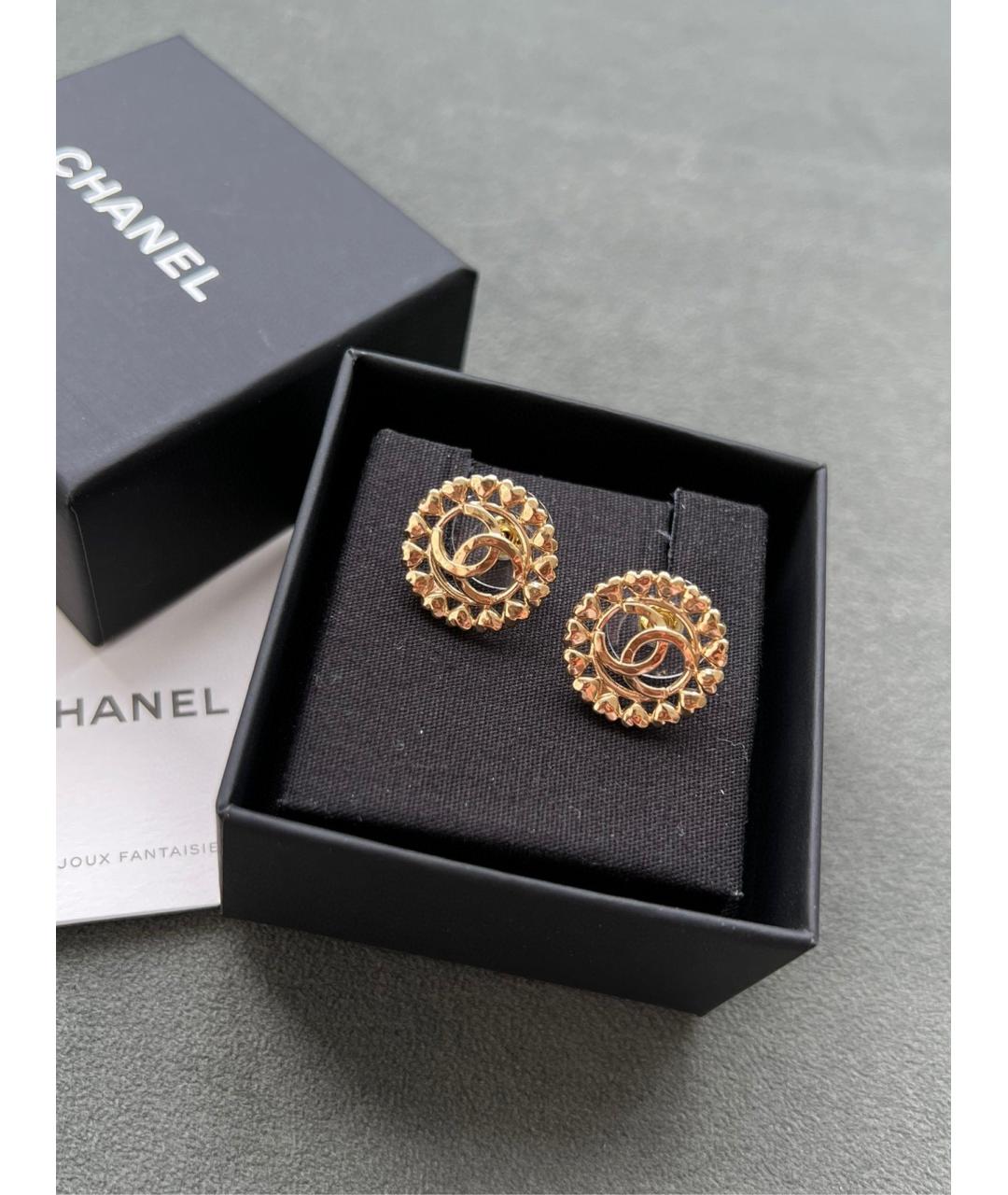CHANEL Золотые металлические серьги, фото 2