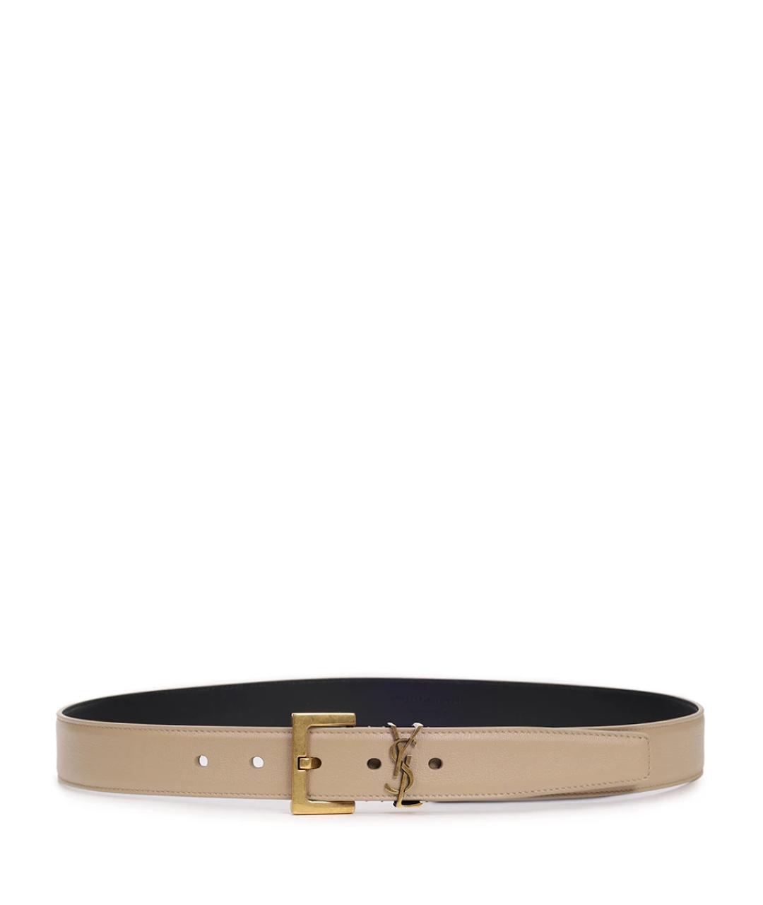 SAINT LAURENT Бежевый кожаный ремень, фото 2