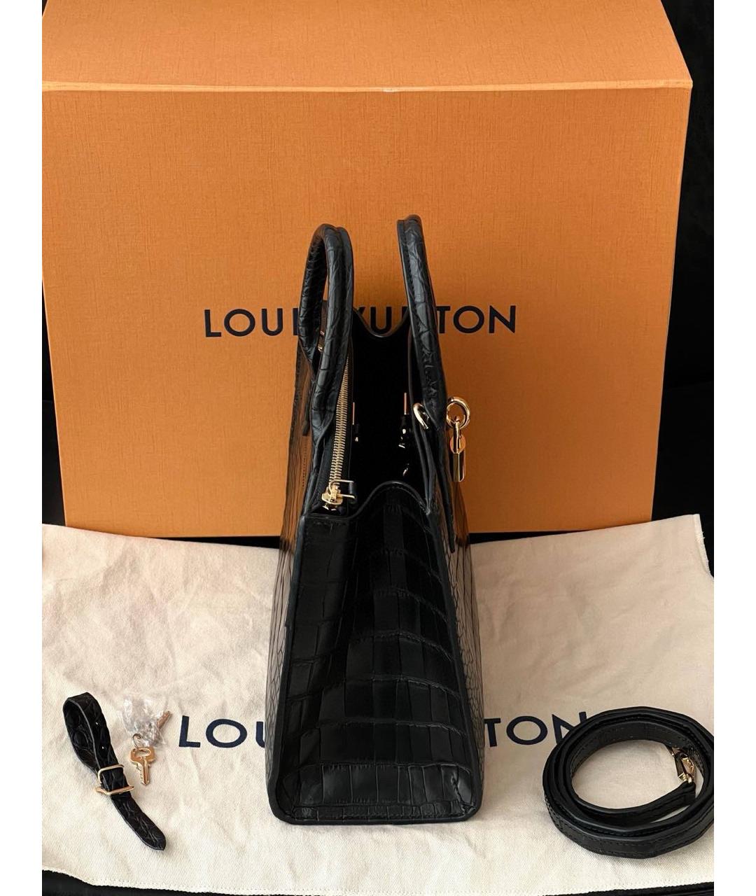 LOUIS VUITTON Черная кожаная сумка тоут, фото 3