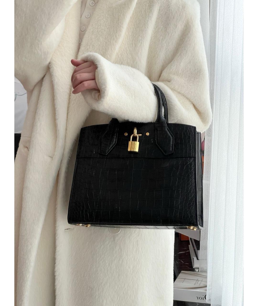 LOUIS VUITTON Черная кожаная сумка тоут, фото 9