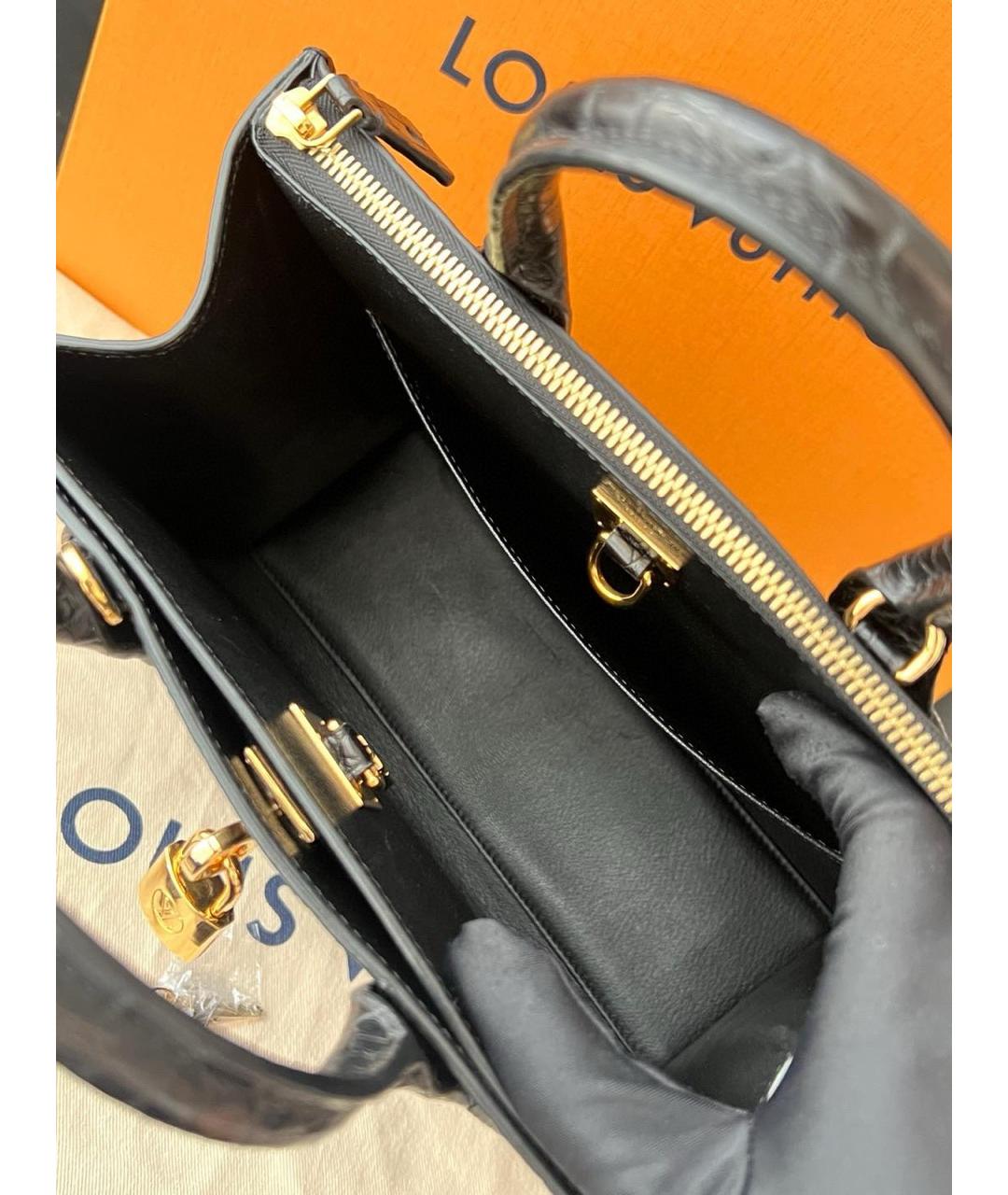 LOUIS VUITTON Черная кожаная сумка тоут, фото 8