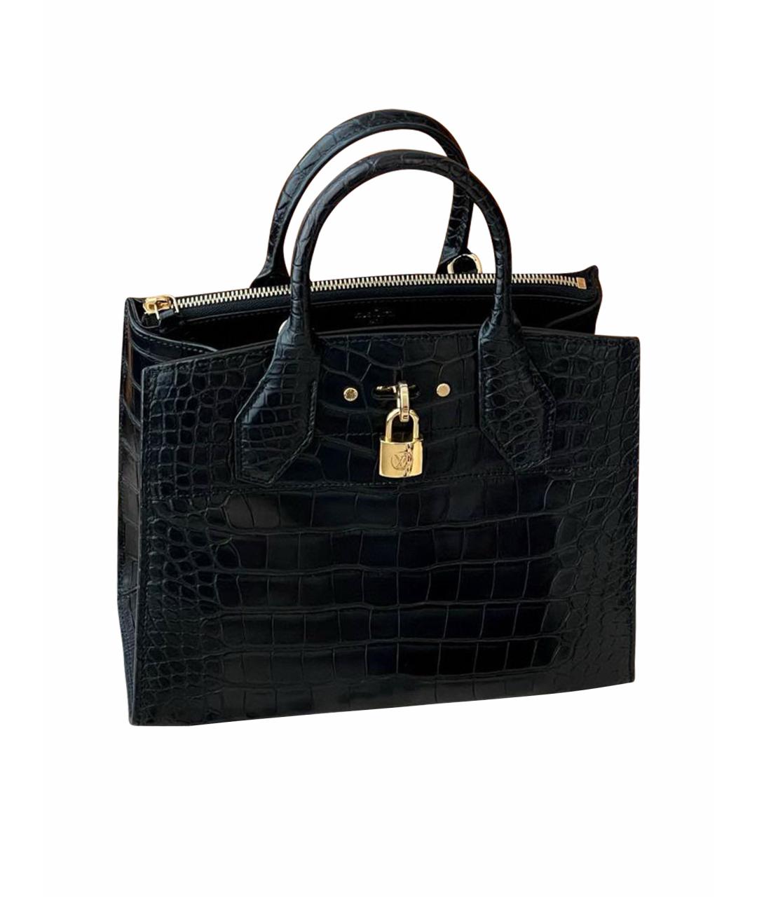 LOUIS VUITTON Черная кожаная сумка тоут, фото 11