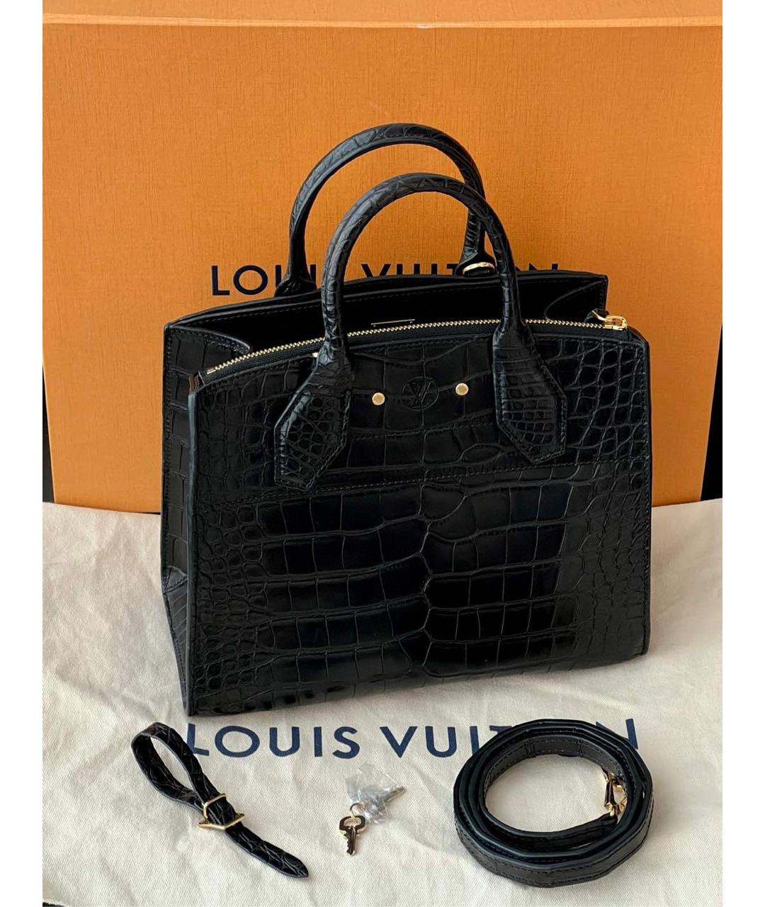 LOUIS VUITTON Черная кожаная сумка тоут, фото 2