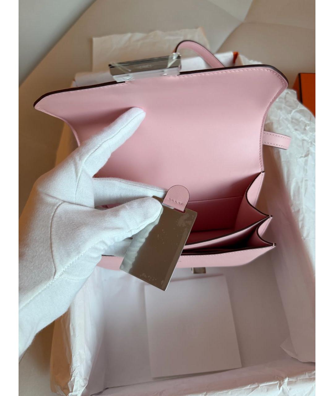 HERMES Розовая кожаная сумка через плечо, фото 3
