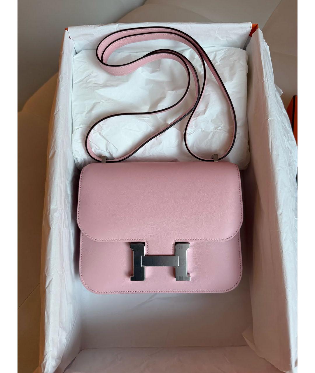 HERMES Розовая кожаная сумка через плечо, фото 6