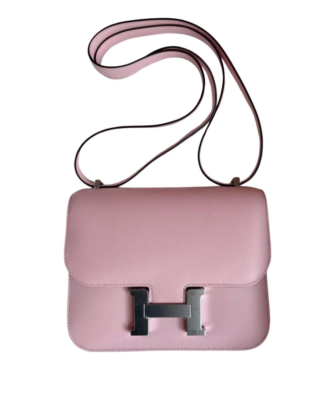 HERMES Розовая кожаная сумка через плечо, фото 1