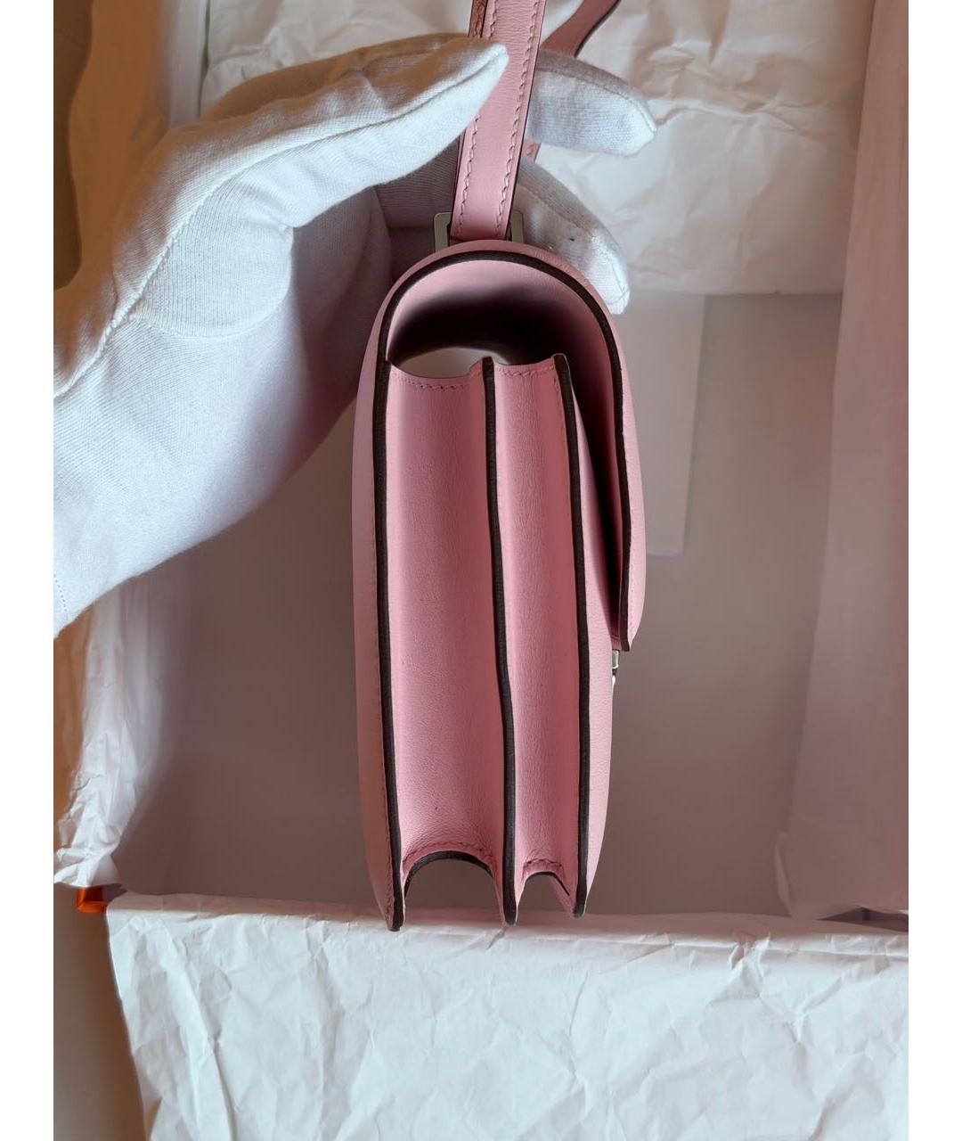 HERMES Розовая кожаная сумка через плечо, фото 4