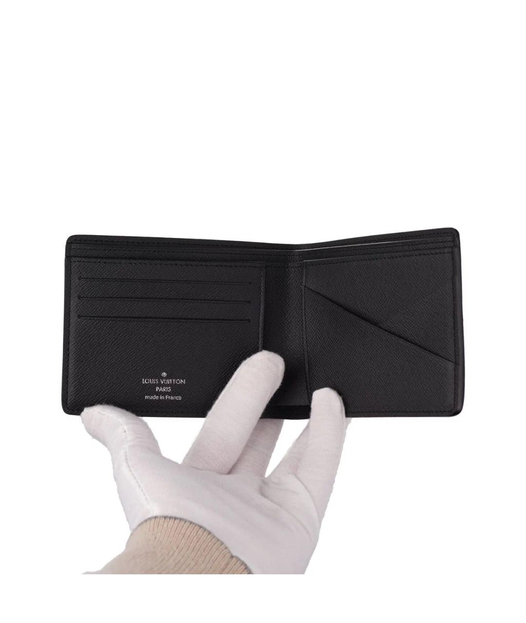 LOUIS VUITTON Черный кожаный кошелек, фото 4