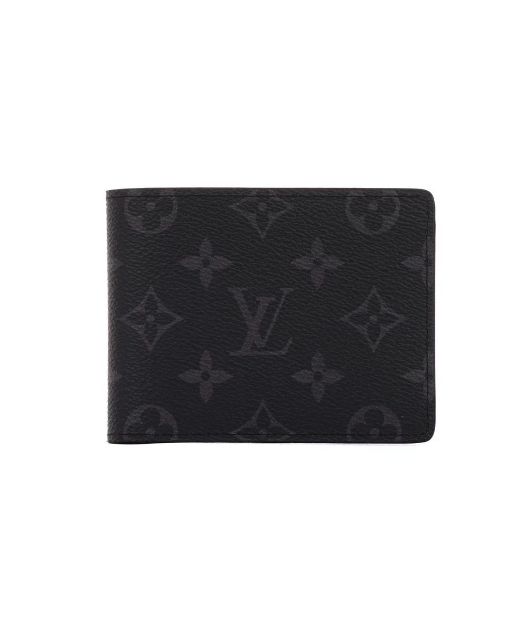 LOUIS VUITTON Черный кожаный кошелек, фото 8