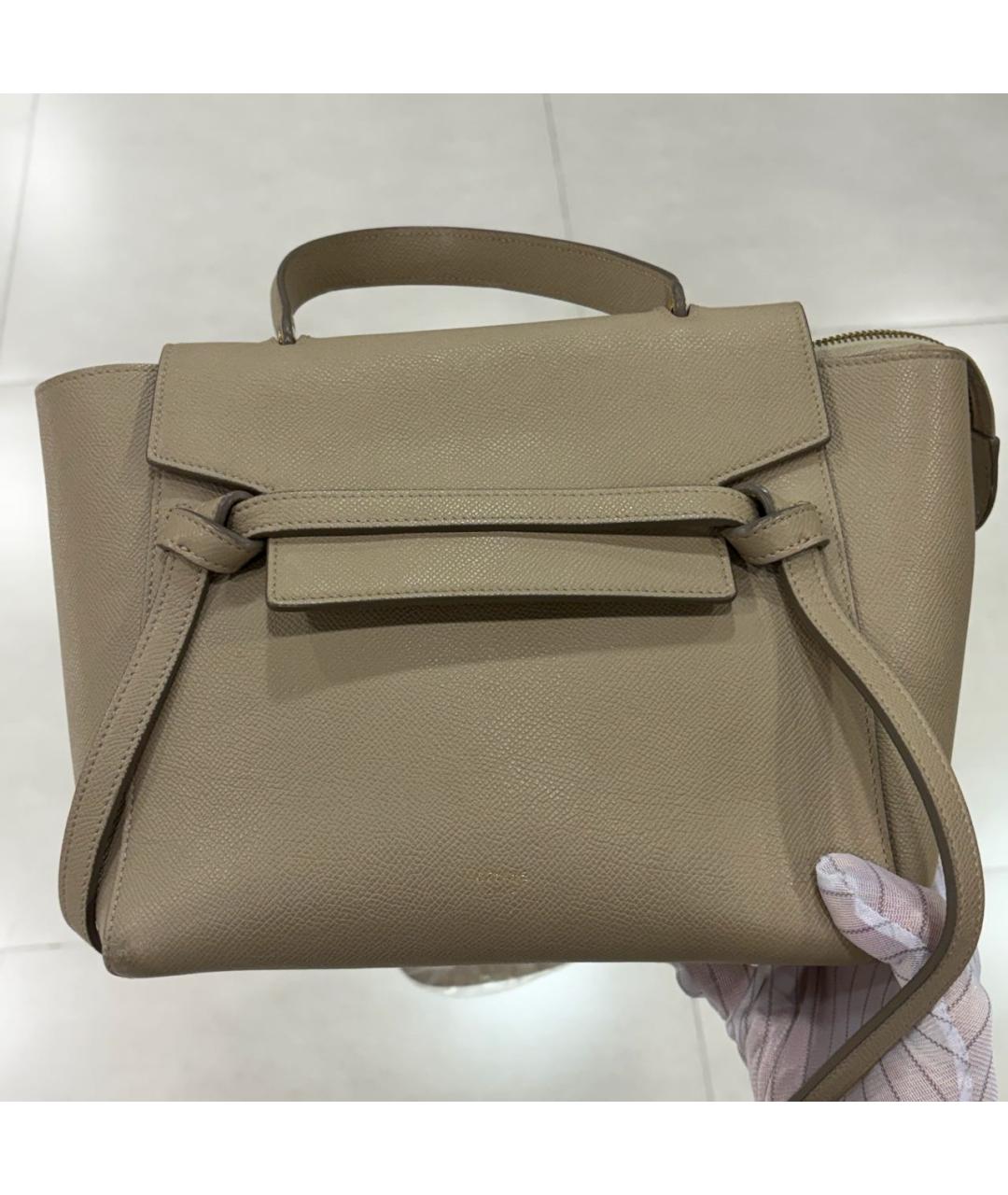 CELINE Бежевая кожаная сумка через плечо, фото 2